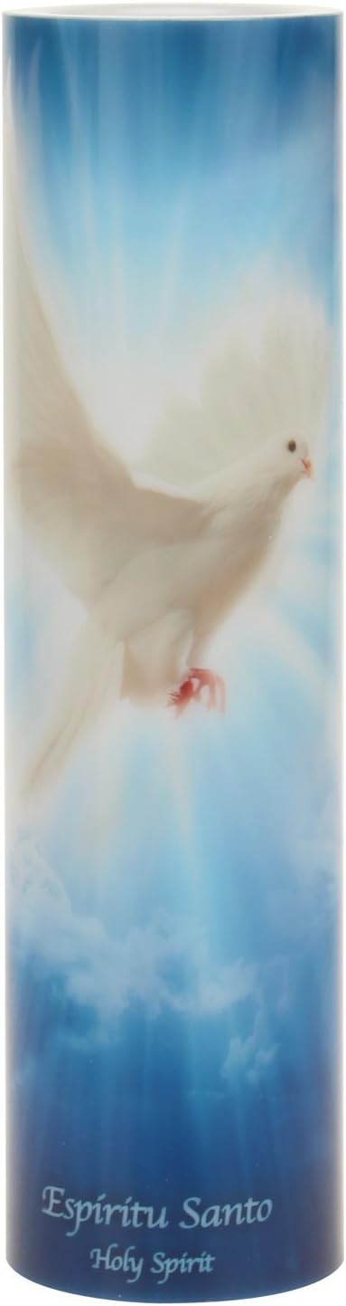 The Saints Collection Holy Spirit Flickering Lifelike LED Prayer Candle with Timer, Religious Home Decor, Gift Ideas for Friends and Family