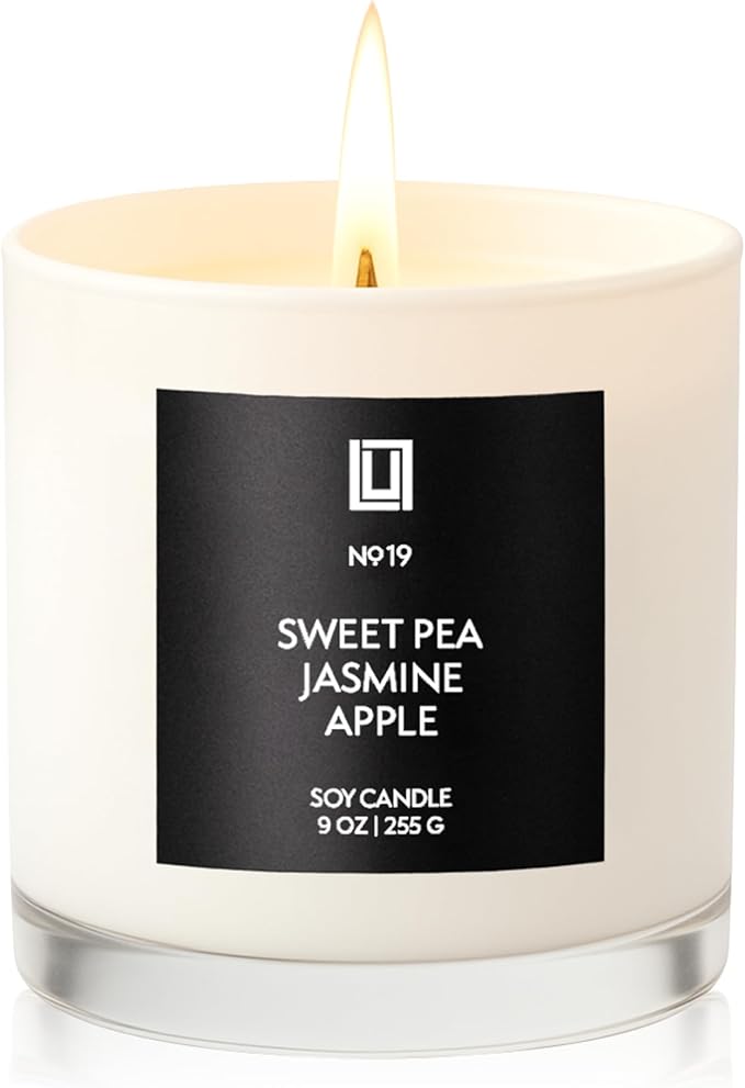 Lulu Candles | Sweet Pea, Jasmine & Apple | Luxury Scented Soy Jar Candle | Hand Poured in The USA | Highly Scented & Long Lasting- 9 Oz.
