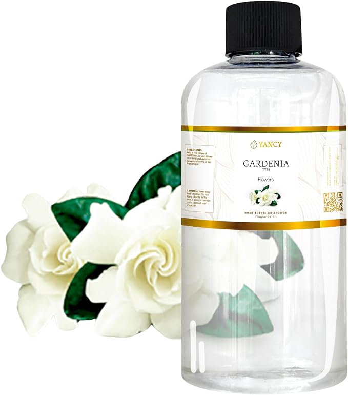 YANCY Gardenia Home Collection Fragrance Oil (8 oz), Pure Gardenia Floral Scent, Elegant Fragrance for Diffusers, Oil Burners & Aroma Lamps, Fresh Floral Ambiance for Any Room