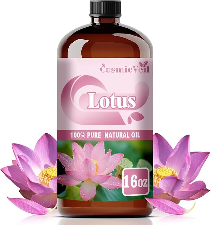 Lotus Essential Oil Lotus Oil for Aroma Diffuser,Humidifier,Home Fragrance,Cleaning,Body Care,Massage,Yoga,DIY Candle,DIY Soap CosmicVeil（Lotus，16 Fl Oz (Pack of 1)）