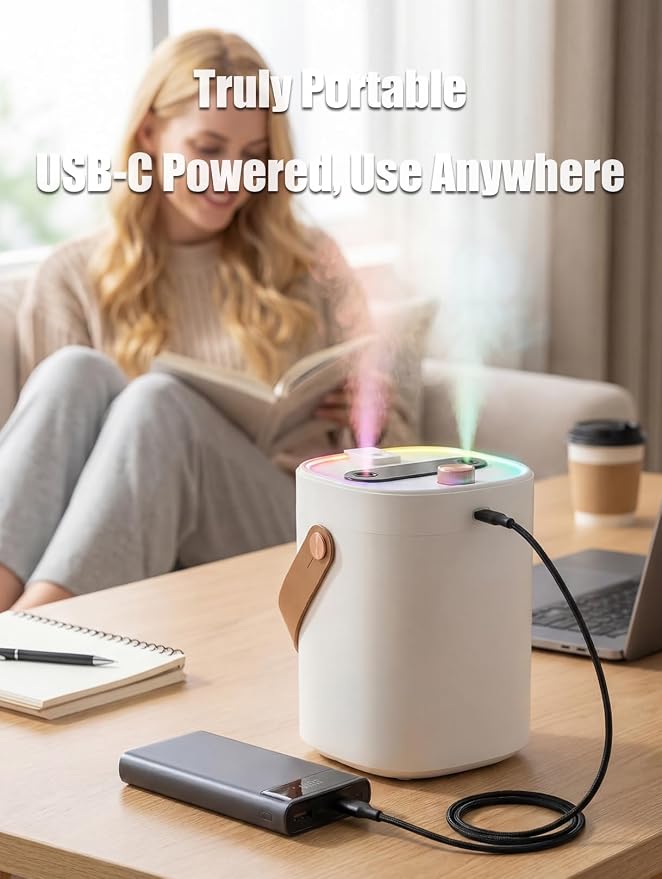 Humidifier, Essential Oil Diffuser, 2L Top Fill Humidifiers for Bedroom, Night Lights, Ultrasonic Cool Mist Humidifier, Auto Shut-Off for Plants Dorm Room Office Home