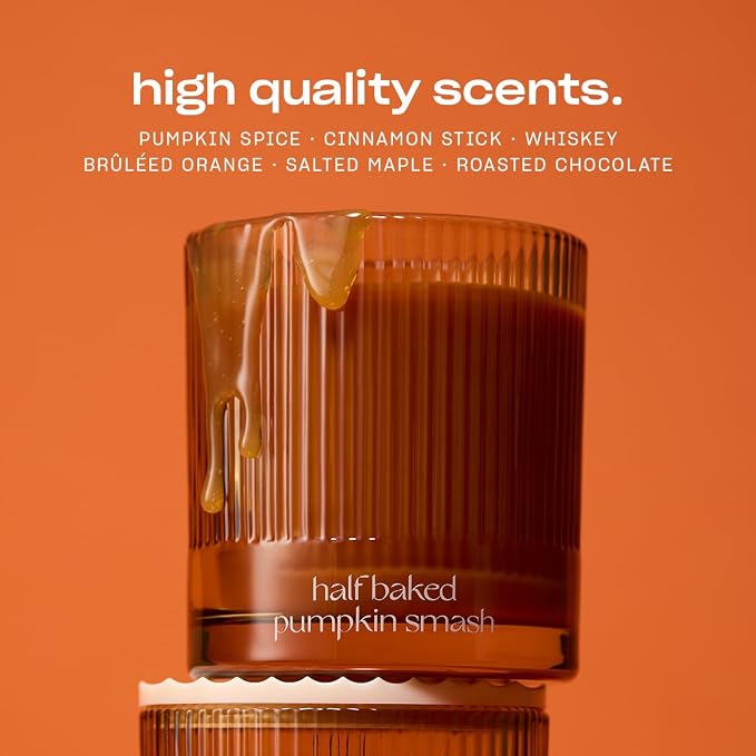 Half Baked Pumpkin Smash Scented Candle by Snif, Festive Fall Candle, 50+ Hours, 100% Cotton Fiber Wicks, Soy Wax Blend, Non-Toxic, Vegan, 8.5oz