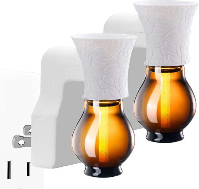 Blank Plug in Air Freshener Polarized Wall Plug Oil Diffuser for DIY Characteristic Home Scent from Natural Essential Oil, EO+Water, Fragrance Refill (White 2 Sets)
