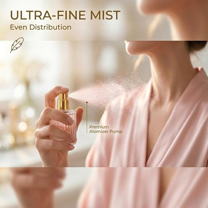 Empty Perfume Spray Bottles Set, Ribbed Glass Atomizer Refillable Portable Glass Atomizers with Funnel and Dropper, Fine Mist Spray for Women Men Dispenser Fragrance Container Set (6Pcs, Clear)