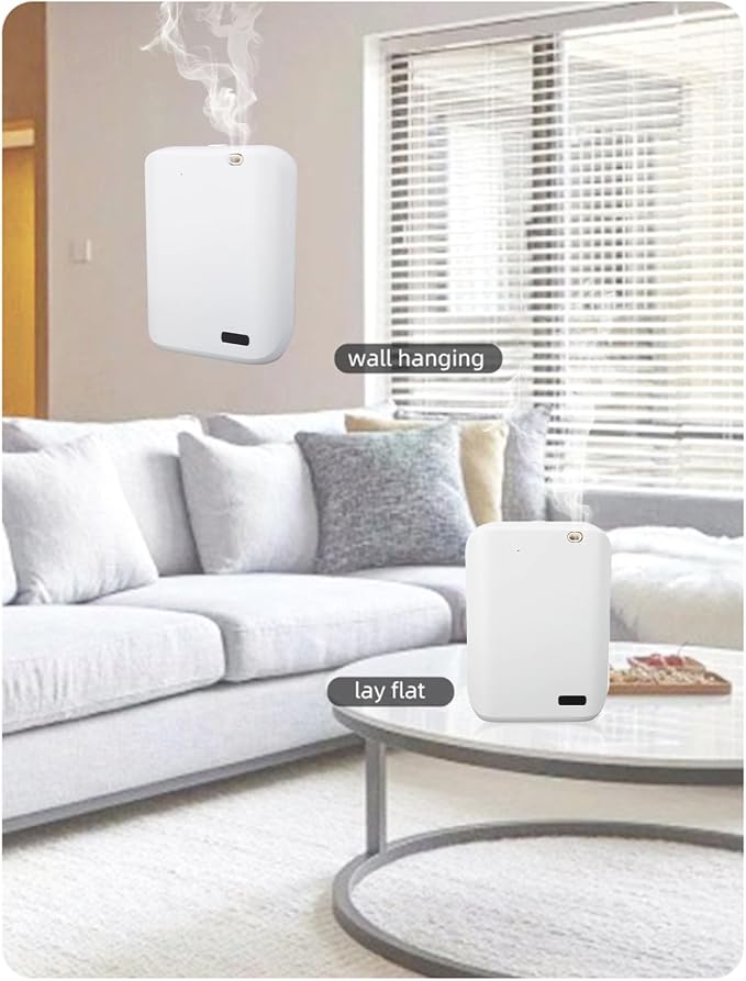 Smart Scent Air Diffuser with APP Control, 150ML Large Coverage Air Freshener for up to 2152.78 Sq.Ft Space, Wall Mount or Desktop Use for Hotel, Office, Club, SPA and Com (White)