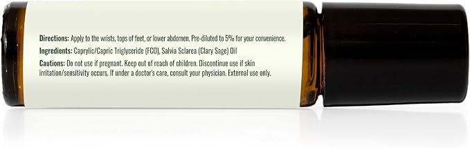 Plant Therapy Clary Sage Pre-Diluted Essential Oil Roll-On 10 mL (1/3 oz) 100% Pure, Natural Calming Aromatherapy for Sleep, Hair, Skin, and Women’s Health