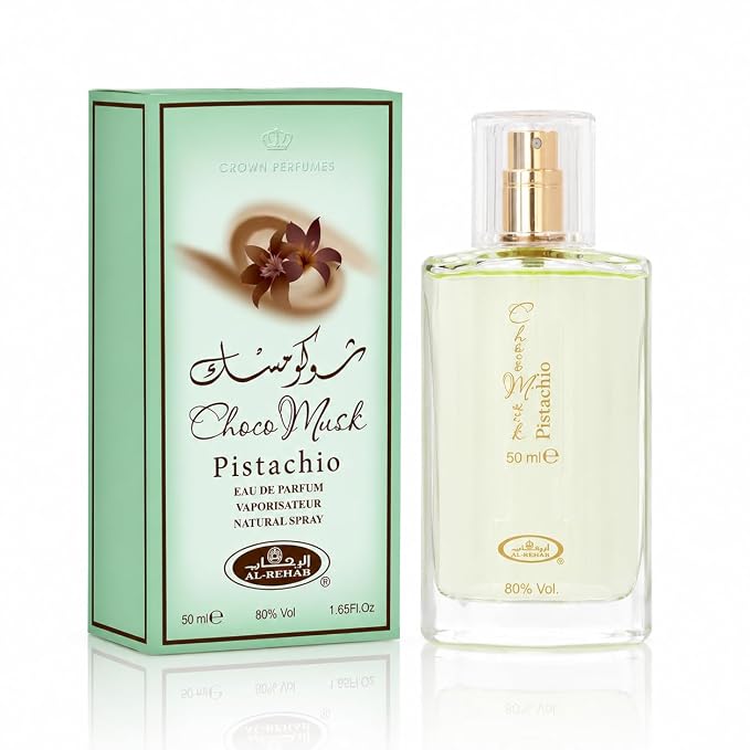 Al Rehab Choco Musk Pistachio Eau de Parfum Spray for Unisex, 1.65 Ounce / 50 ml