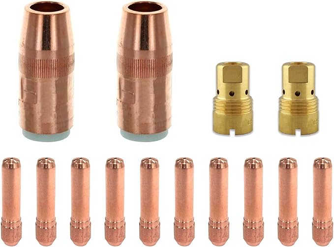 Mig Gun Parts Replacement For Bernard Large Centerfire N-5818C Nozzles, D-1 Diffusers & Tips (14-PK .035 KIT)