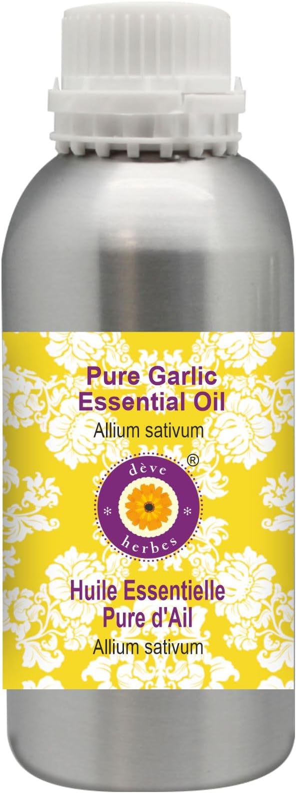 Deve Herbes Pure Garlic Essential Oil (Allium sativum) Steam Distilled 300ml (10 oz)