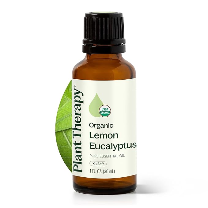Plant Therapy Organic Lemon Eucalyptus Essential Oil, 30 mL (1 oz), 100% Pure and Undiluted, USDA Certified Organic, Great for Essential Oil Diffusing and DIY Cleaning Solutions