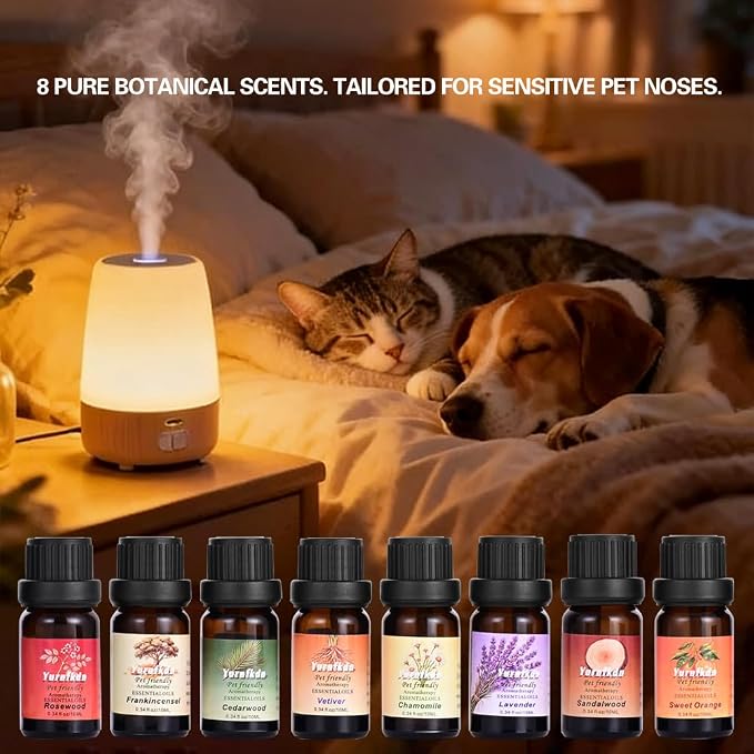 Pet Friendly Aromatherapy Essential Oils Collection,Safe for Dogs and Cats,Natural Relaxation and Stress Relief,Suitable for Aromatherapy Diffuser Bottles,Incense Sticks, and Candles Making (8, small)