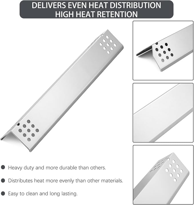 Charbrofire D010012307 Flame Tamer Grill Replacement Parts for Monument 4 Burner Grill Parts 41847NG Heat Plates 35633 24367 77352 77352MB 17842 Stainless Steel Heat Shield Grill Accessories 4Pcs