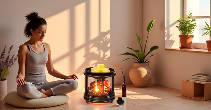 Wax Melt Warmer, Flames Candle Wax Melter for Scented Campfire Candle Melt Warmer PTC Heating, 3-in-1 Electric Oil Burner Fragrance Warmer for Home Bedroom Office Gifts & Decor
