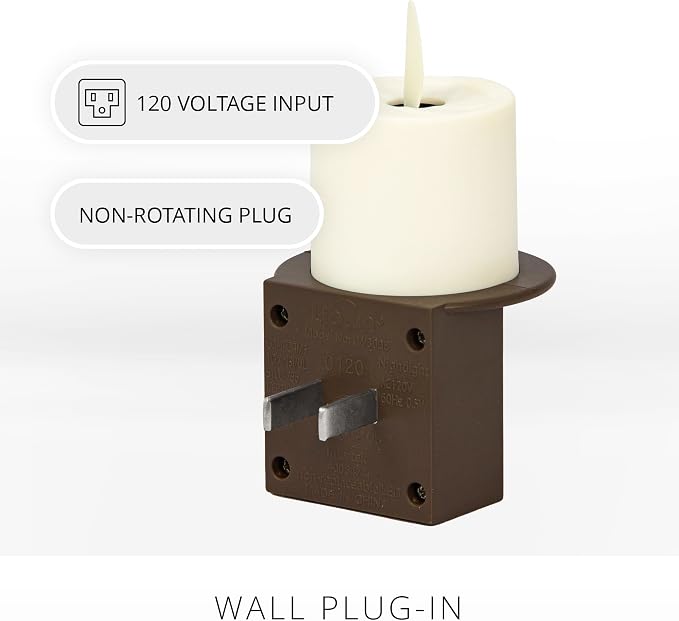 Luminara Flameless Candle Nightlight w/Dusk to Dawn Light Dark Auto Sensor, Bronze Wall Plug Indoor Night LED Light w/Real-Flame Effect Technology, Bathroom Bedroom Hallway, No Remote Needed