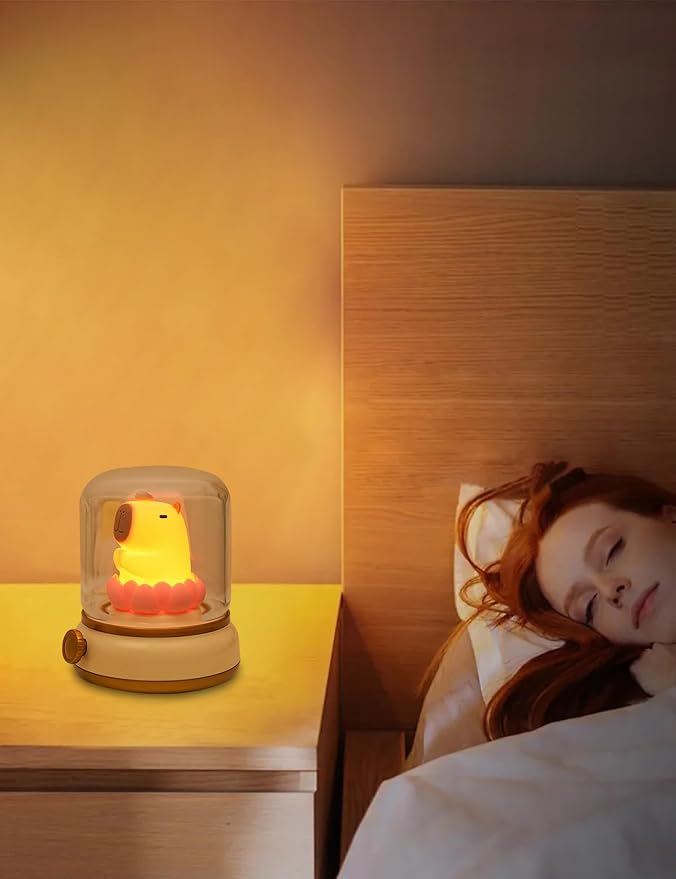 WANIDEA Lucky Capybara Night Light, Cute Lamp and Cozy Lighting,Rotate to Adjust Brightness,Rechargeable Night Light for Kids,Capybara Gift,Cute Stuff Gifts for Children,Lucky Capybara Bring Good Luck