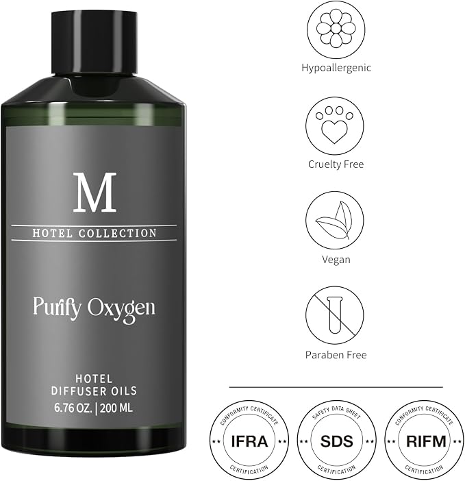 Hotel Collection Diffuser Oil- Purify Oxygen, 6.76 Fl Oz (200ml), Home Luxury Aroma & Hotel Fragrance Diffuser Oil- Essential Oils for Aromatherapy Bigger Bottle, Longer Lasting Aroma