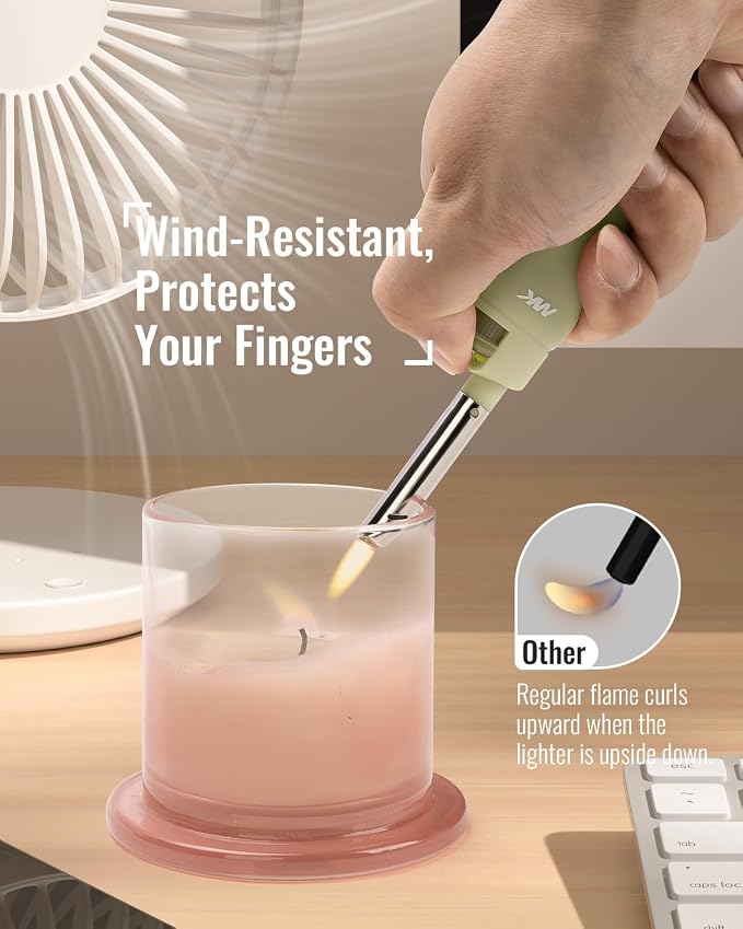 MK Candle Lighter, Butane Refillable Wind-Resistant Flame, 5-Pack for BBQ, Camping, Outdoor Use (New Pastel-5pc)