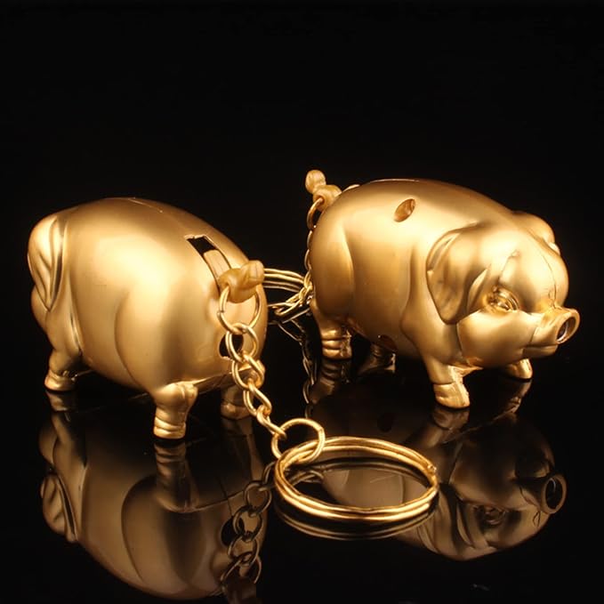 Creative Golden Pig Torch Lighter - Portable Gas Lighter with Adjustable Soft Flame, Refillable Butane for Outdoor & Indoor Use