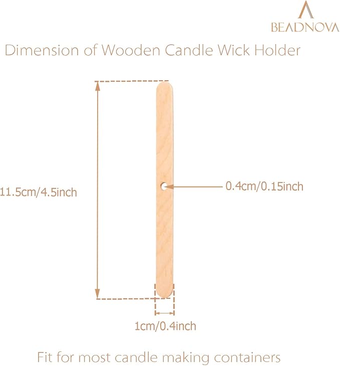 BEADNOVA Candle Wick Holders for Candle Making Wooden Wick Holder 50 pcs Centering Device Bar for DIY Making