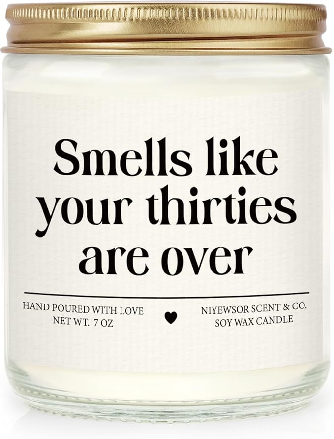 Niyewsor 40th Birthday Gifts Women Men, Forty Birthday Candle, 1986 40th Birthday Decorations for Women Men, 40 Year Old Bday Gifts for Friend, Sister, Wife, Husband, Handmade, 7oz