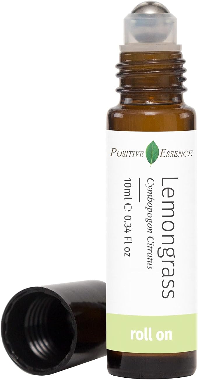 Lemongrass Essential Oil Roll-On – Natural Aromatherapy Oil, Pre-Diluted with Jojoba for Skin Application, Travel Size Roller with Leak-Proof Metal Ball (10 mL)
