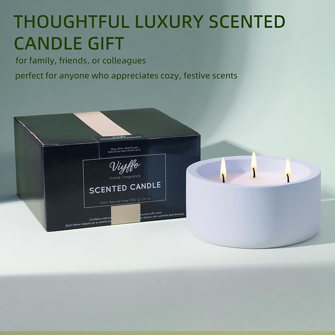 Viyffo Large 20oz Scented Candle - Citronella & Lavender, 3 Wick Non Toxic Soy Candles for Women, Matte Purple Ceramic Jar, Luxury Home Fragrance, Elegant Room Decor & Premium Birthday Gift