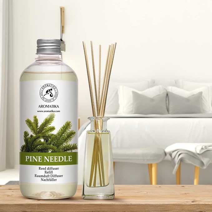 Pine Diffuser Refill 17.0 Fl Oz - Fresh & Long Lasting Fragrance - Scented Reed Diffuser - Diffuser Oil Refill - for Aromatherapy - Office - Air Fresheners w/Natural Essential Pine Needle Oil