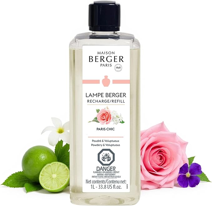 MAISON BERGER Lampe Berger Refill, 1 L, Paris Chic | Catalytic Lamp Fragrance Refill, Helps Neutralize Odors, ~160 h Fragrance Diffusion, Made in France