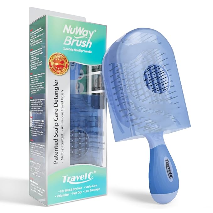 NuWay 4HAIR U.S. Patented Vented TravelC for All Hair Types is Hair Dryer Safe (Baby Blue)