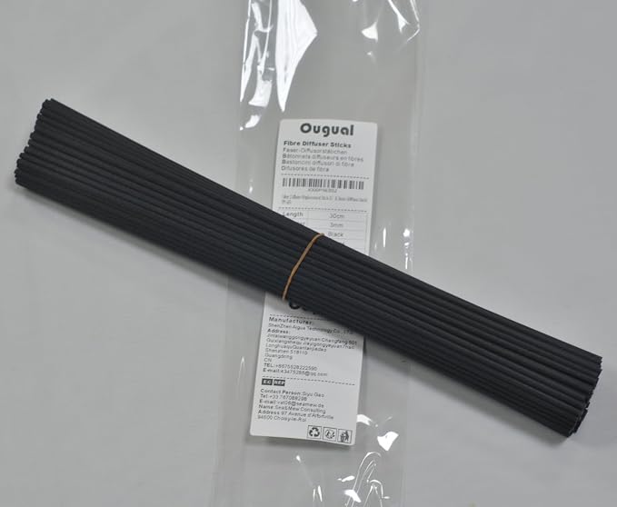 100 Pieces Fiber Reed Diffuser Replacement Refill Sticks (12.5" x 3mm, Black)