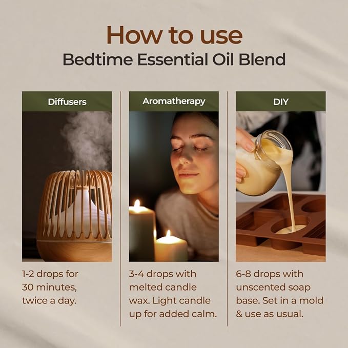 Gya Labs Bedtime Essential Oil for Aromatherapy - 0.34 Fl Oz - Premium Grade Essential Oils for Diffuser, Aromatherapy, Hair Care, Skin Care, Body, Massage & DIY Candle Making Scents