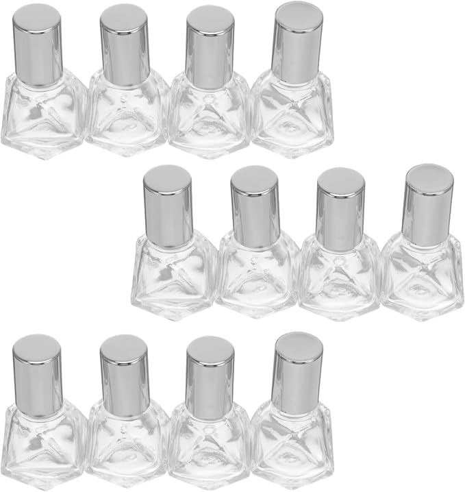 Beaupretty 12pcs 8ml Glass Roller Bottles with Silver Cap and Stainless Steel Ball Refillable Essential Oil Roll on Bottles for Aromatherapy and Perfume Portable Travel Kit