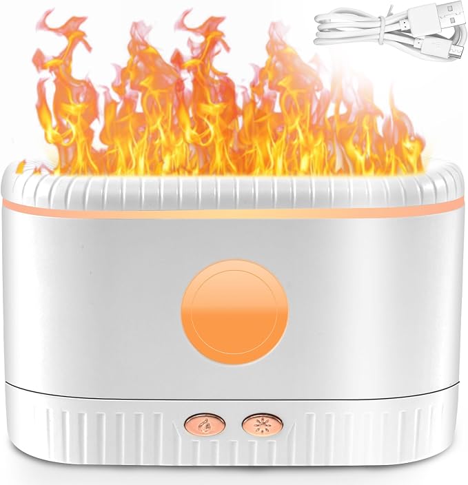 Essential Oil Diffuser, 200ml Quiet Flame Diffuser, Safe Fragrance Aroma Diffuser with Waterless Auto Off Protection Visible Water Level Mist Diffuser Humidifier for Home
