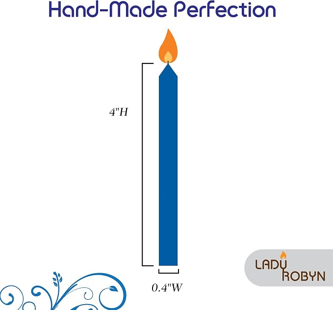 Set of 20 Solid Color Taper Candles – 4-Inch Dripless Paraffin Wax Candles with Cotton Wick – Ideal for Weddings, Shabbat, Holiday & Home Decor, Gift Set (Dark Blue)