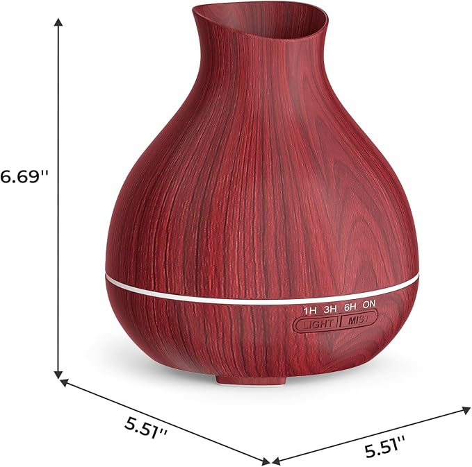 Aromatherapy Essential Oil Diffuser 550ml 12 Hours Wood Grain Aroma Diffuser with Timer Cool Mist Humidifier for Large Room, Home, Baby Bedroom, Waterless Auto Shut-off,7 Colors Lights Changing