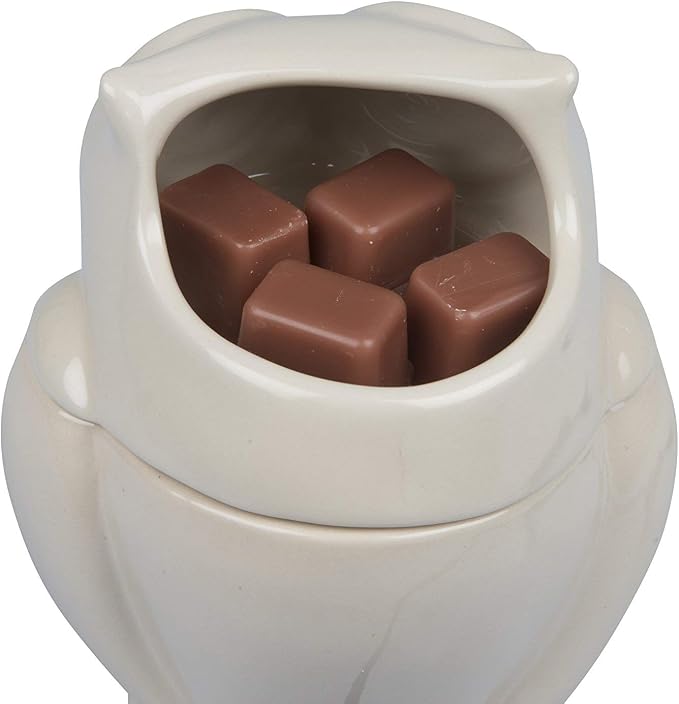 D'Eco Owl Fragrance Wax Melt Warmer - Electric Scented Tart & Candle Warmer w 4 Cinnamon Cubes - Plug-in Halogen Bulb Melts Wax Fills Room w Fresh Scent & Night Light Glow- Holiday Xmas Must Have Gift