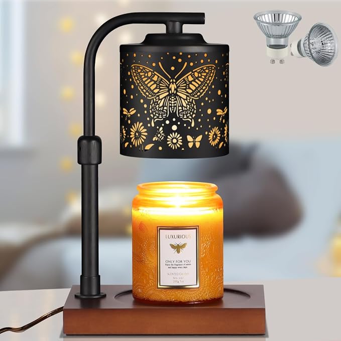 mocosa Candle Warmer Lamp with Adjustable Height Dimmable for New Home Decor Electric Candle Warmer for Jar Candles Birthday Gifts for Women Mom(Butterfly)
