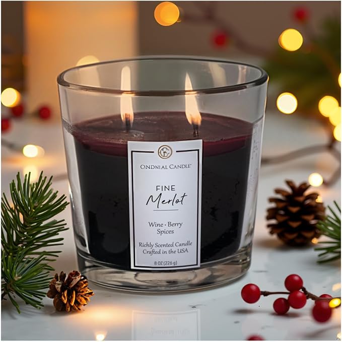 Colonial Candle Fine Merlot Scented Candle Jar, Highly Fragranced Candles for Home Scented, Mottled Wax Candle, 2 Wick, 8 oz - Made in the USA