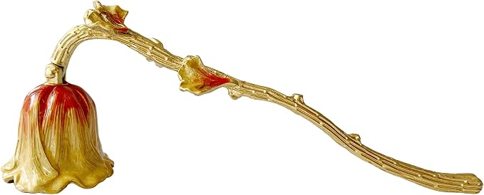 Ginkgo Candle Snuffer, Hand-Painted Metal Candle Extinguisher with Non-Slip Handle, Elegant Decorative Candle Tool for Hanukkah, Christmas, Birthdays (Yellow & Red Ginkgo)