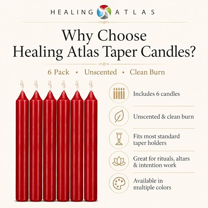 6 Inch Taper Candle 6 Pack Spell, Wicca, Santeria, Energized Candles Velas de 6 Pulgadas Paquete de 6 Velas (Red (6 Pack))