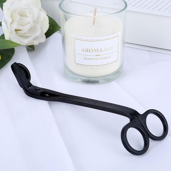 MUXSAM Candle Wick Trimmer, Wick Cutter, Steel Candle Scissor, Wick Clipper, Candle Shear Candle Care Tool for Scented Candle Lovers Gifts, Safely Remove Cut Wick Reduce Soot, Black