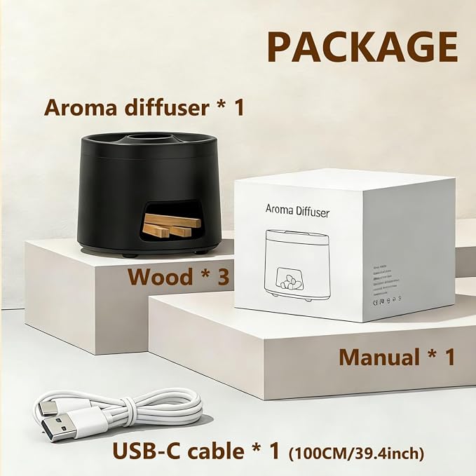 180ml Quiet Aromatherapy Diffuser, Ultrasonic Essential Oil Humidifier with Auto Shut-Off & 7-Color Flame Light for Home Bedroom Living Room Kitchen (Black)