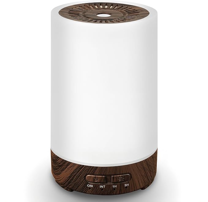 Essential Oil Diffuser, 150ML Small Portable Aromatherapy Diffuser, Home Fragrance Aroma Diffuser with 7-Color LED Light, Ultrasonic Cool Mist Humidifier/Air Revitalizer for Office, Bedroom,Yoga