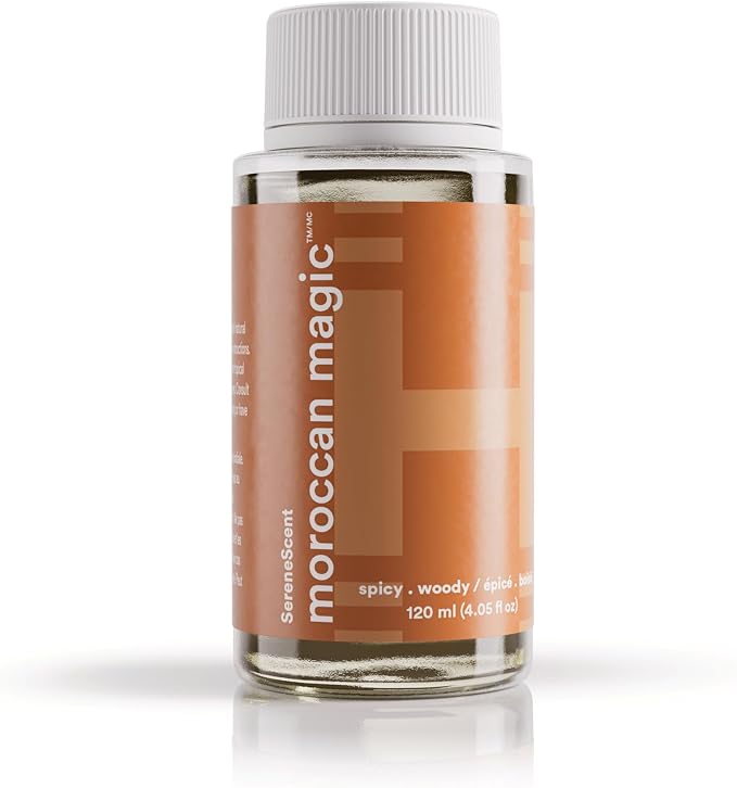 Homedics SereneScent Waterless Diffuser Oil Refill — Moroccan Magic (120ml). Clean, Safe, Warm & Exotic Home Fragrance. Compatible with SereneScent Diffusers. Easy Twist Plug & Play