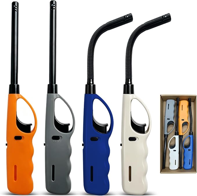 Butane Lighter, 4pcs Refillable Lighter for BBQ Candle(No Butane Inside)