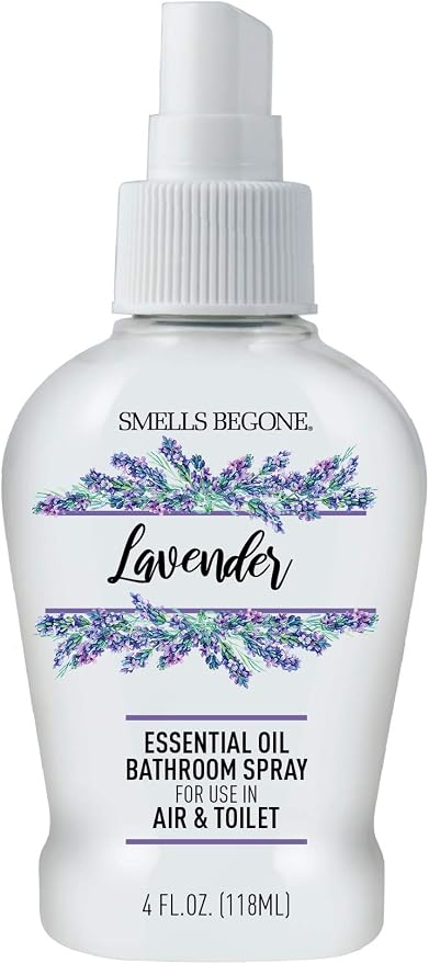SMELLS BEGONE 4 oz Essential Oil Bathroom Spray - Instantly Eliminate Toilet & Bathroom Odors - Air Freshener Made with Essential Oils (Lavender)