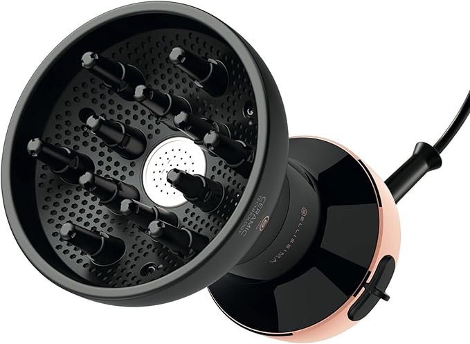 Bellissima Diffon Ceramic Diffuser Hair Dryer for Curly Hair - 2-in-1 Blow Dryer with Diffuser - Reduces Frizz, Defines Curls, Volumizes - Lightweight, Compact, Easy Hold Handle