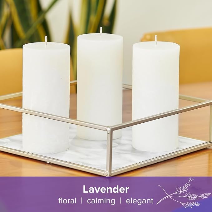 Simply Soson Lavender Scented Candle - 1 Piece 3x6 Ivory Pillar - Aromatherapy Gift for Home and Women
