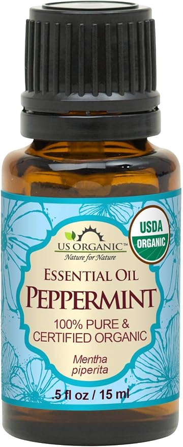 US Organic 100% Pure Peppermint Essential Oil - USDA Certified Organic - 15 ml - w/Improved caps and droppers (More Size Variations Available)