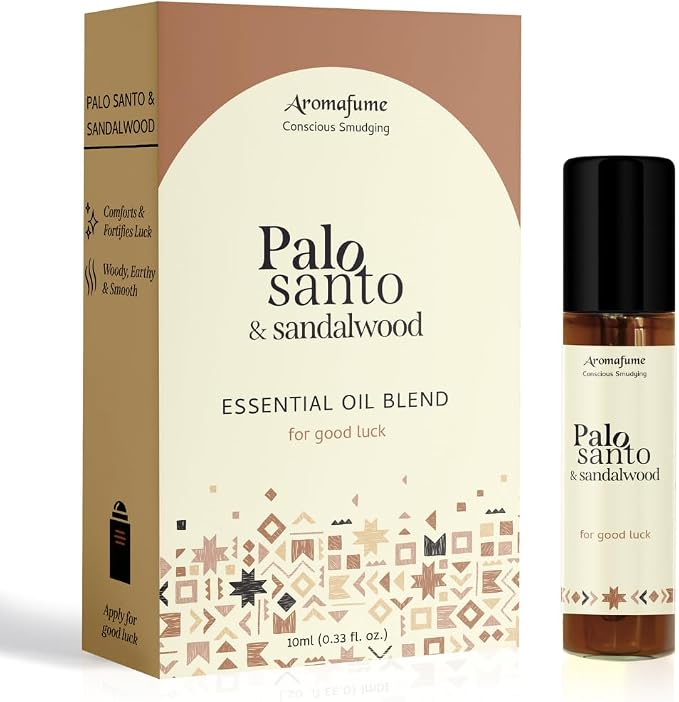 Palo Santo & Sandalwood Essential Oil Roll-On by Aromafume | 1 x 10ml / 0.33 fl oz | Aromatherapy Oils | Natural Roll On Perfume | Spiritual Meditation Accessories.